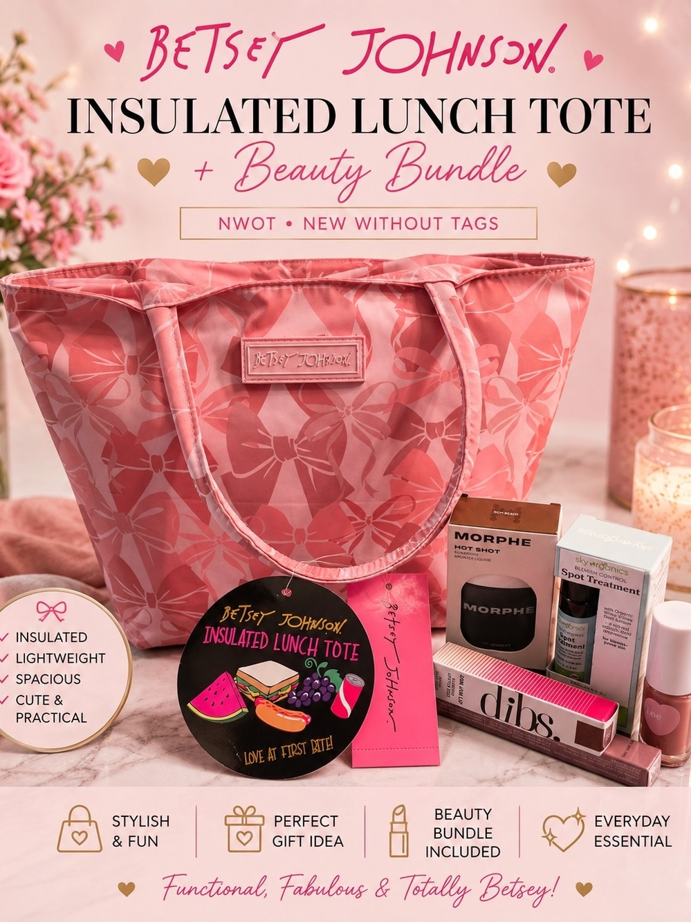 💕 Betsey Johnson Lunch Tote + Beauty Bundle ✨